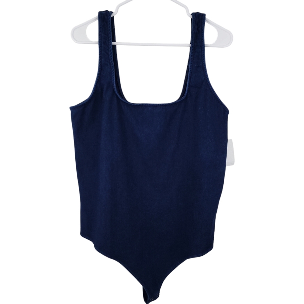 Good American Women's Size 3XL (6) Blue Rinse Scuba Modern Thong Bodysuit NWT